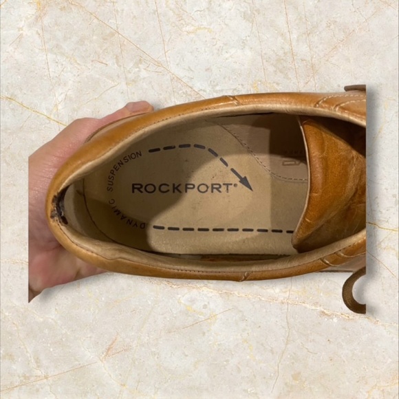 Rockport Men's Tan Leather Oxfords with Squared Toe and Lace-Up Design Size 10M - Picture 6 of 6